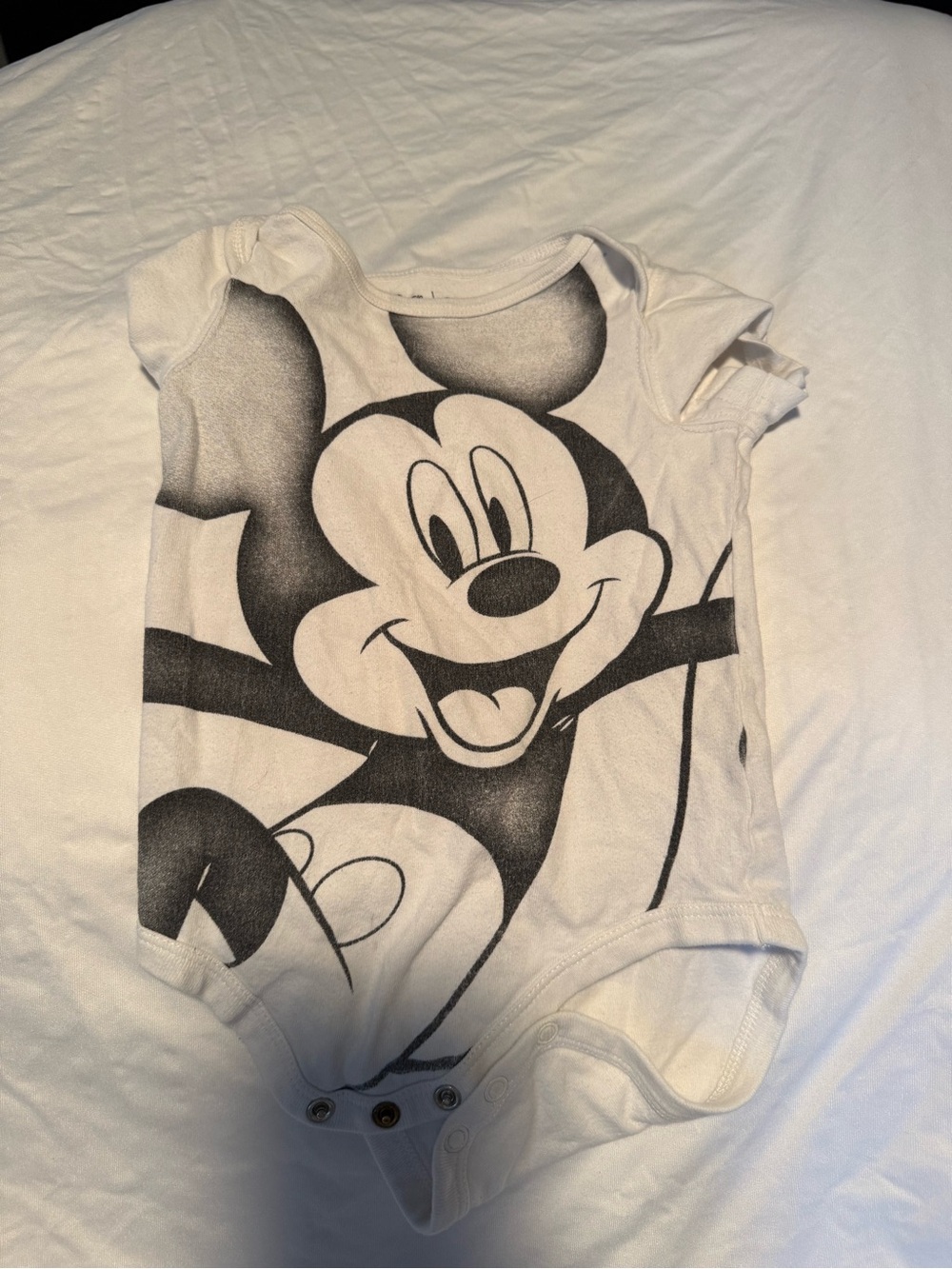 Disney White and Black Mickey Mouse Graphic Bodysuit for Kids